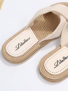 Minimalist Criss Cross Slides - Beige - View 2