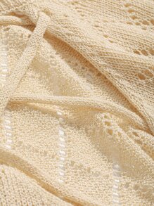 DAZY 1入組十字交叉前打結超短款上衣 - 杏色 - 查看 3