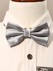 Men Solid Bow Tie - Light Grey - View 1