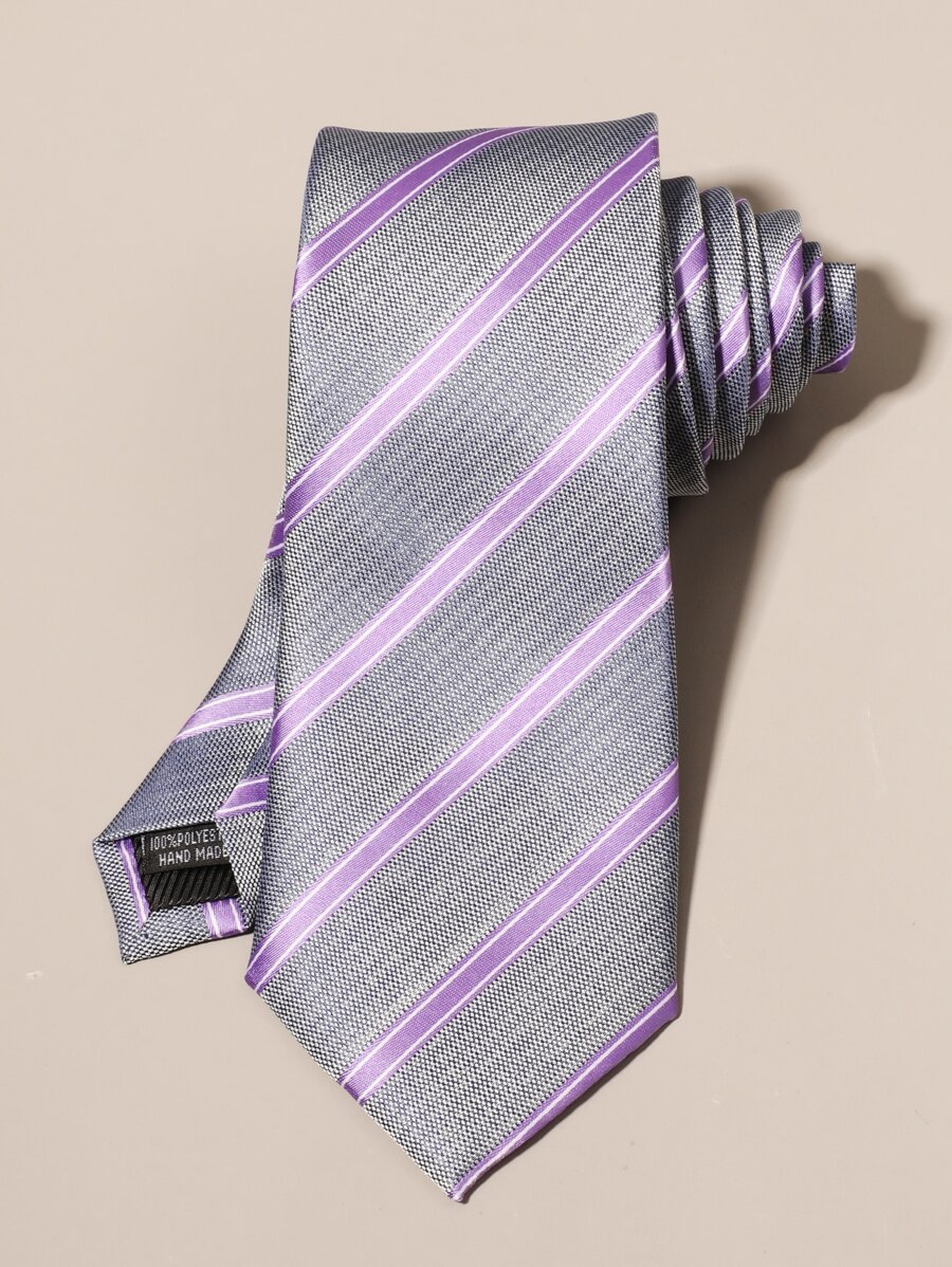 1 pièce Cravate rayée pour homme, design élégant, polyvalente pour toutes les occasions, cravate pour homme - Multicolore - Voir 1