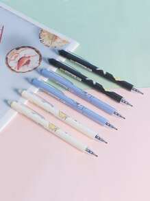 1 pieza Pluma de gel con estampado de dibujos animados al azar borrable - Azul - Ver 1