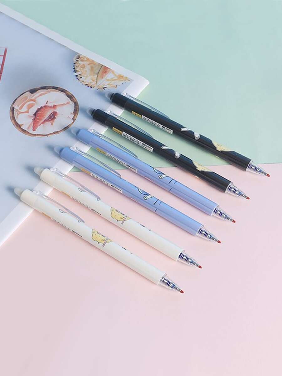 1 pieza Pluma de gel con estampado de dibujos animados al azar borrable - Azul - Ver 1