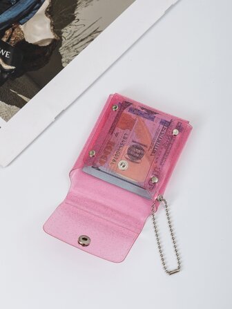 透明闪光翻盖包 轻巧时尚 周年纪念 生日礼物 礼品 白领人士 男士 女士 粉红色 女士 钱包 迷你钱包 钱包 零钱包