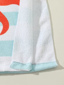 Toddler Boys Color Block & Cartoon Print Hooded Cover Up - Blue and White - View 4