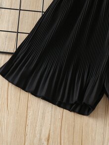 Girls Paperbag Waist Wide Leg Shorts - Black - View 4