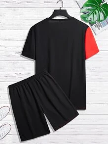 Manfinity Homme Men Two Tone Tee & Drawstring Waist Shorts - Multicolor - View 2