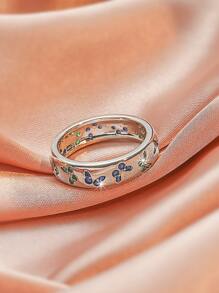 Nhẫn Trang Trí Bướm Đính Đá Cubic Zirconia - Bạc - Xem 2