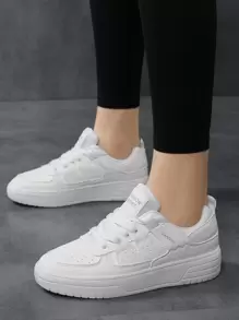 秋冬女士时尚帆布鞋，简约白色低帮休闲运动鞋，百搭轻便