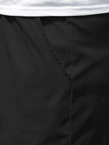 Manfinity Homme Lỏng lẻo phù hợp Nam Cây dừa & In thư Giải trí Quần short Với dây rút Eo - màu đen - Xem 5