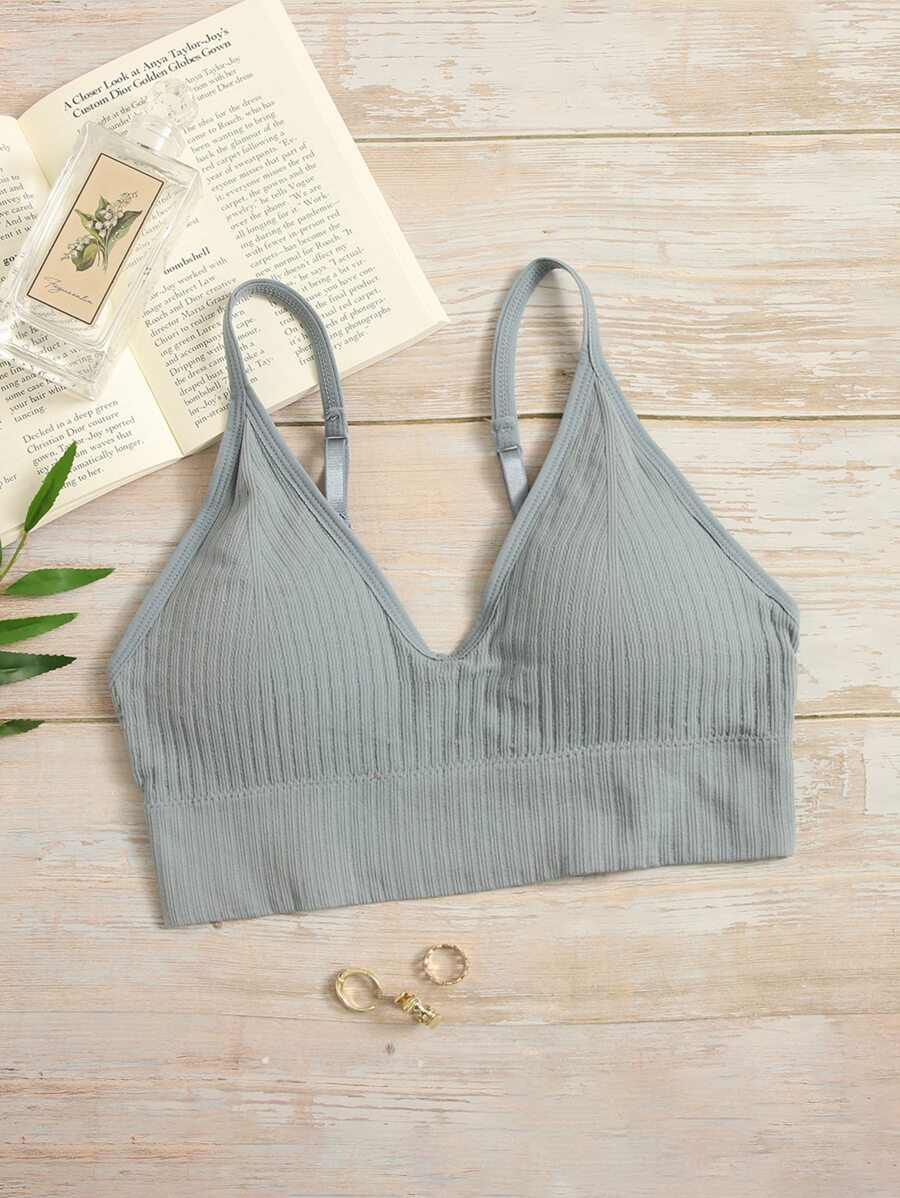 Women's Casual Dusty Blue Plain Backless Bralette High Stretch Fabric - Dusty Blue - View 1