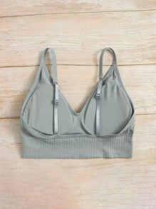 Women's Casual Dusty Blue Plain Backless Bralette High Stretch Fabric - Dusty Blue - View 2