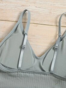 Women's Casual Dusty Blue Plain Backless Bralette High Stretch Fabric - Dusty Blue - View 3