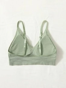 Women's Casual Mint Green Plain High Stretch Fabric Bralette - Mint Green - View 2
