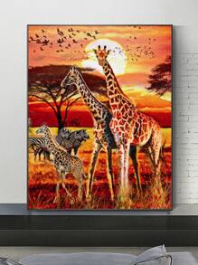 長頸鹿圖案DIY鑽石畫不附框架 - 彩色 - 查看 1