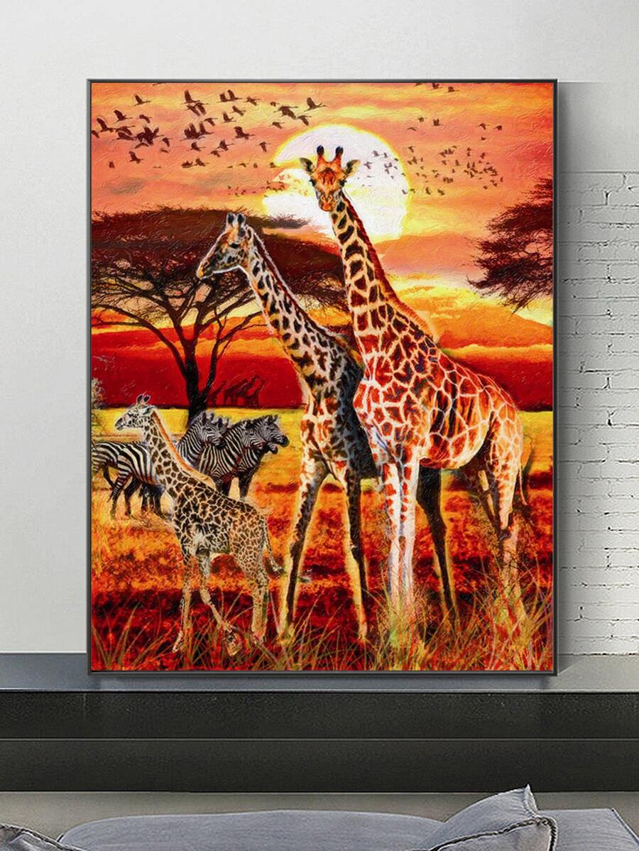 長頸鹿圖案DIY鑽石畫不附框架 - 彩色 - 查看 1