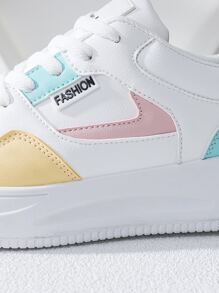 Alan Vincent New Style Woman Shoes Low Cut Lace-Up Sport White Shoes Ladies Fashionable Casual Sneakers Women Flat Shoes Student Couple Shoes Macaron Color - Multicolor - View 4