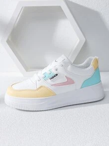 Alan Vincent New Style Woman Shoes Low Cut Lace-Up Sport White Shoes Ladies Fashionable Casual Sneakers Women Flat Shoes Student Couple Shoes Macaron Color - Multicolor - View 6