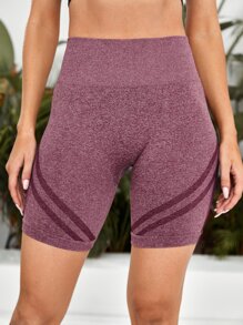 Seamless Sports Cycling Shorts - Mauve Purple - View 4