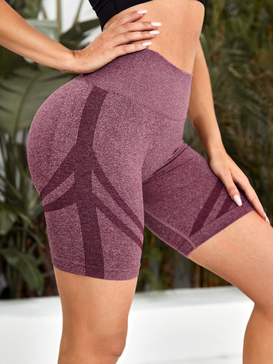 Seamless Sports Cycling Shorts - Mauve Purple - View 1