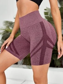 Seamless Sports Cycling Shorts - Mauve Purple - View 5