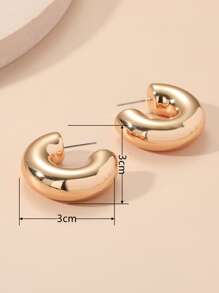 Minimalist Cuff Hoop Earrings - Yellow Gold - View 3
