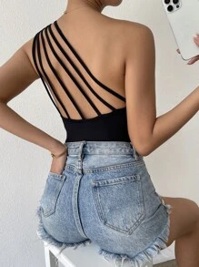 Chiquease Body de un hombro con abertura escalonada - Negro - Ver 1