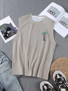 Manfinity Chillmode 男士熱帶和標語圖案背心上衣