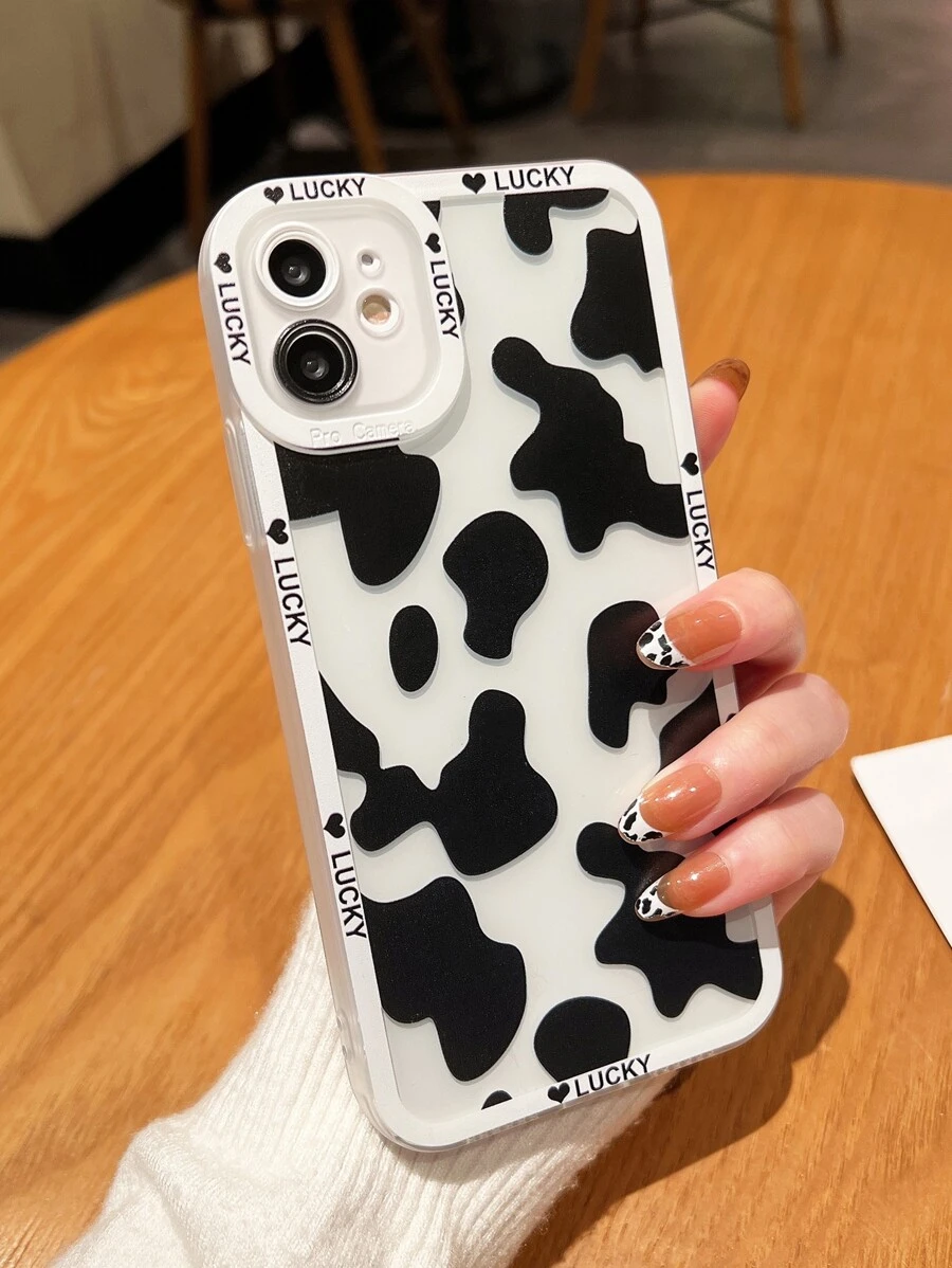 Cute Cow Tattoo Pattern Phone Case - Multicolor - View 1
