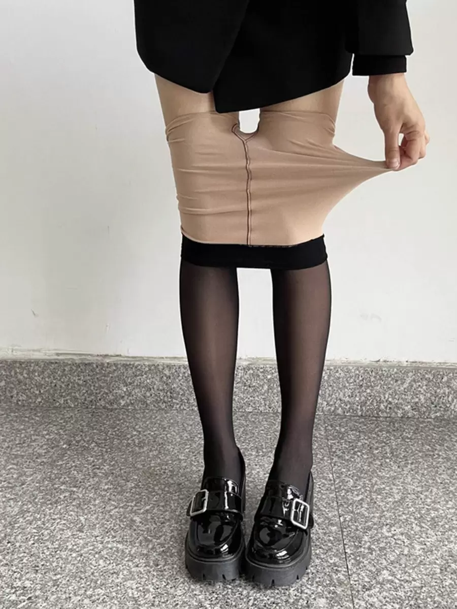 Solid Minimalist Tights - Black - View 1