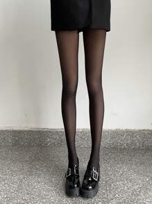 Solid Minimalist Tights - Black - View 5