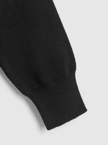 SHEIN 孩童女v領釦前羊毛衫 - 黑色 - 查看 6