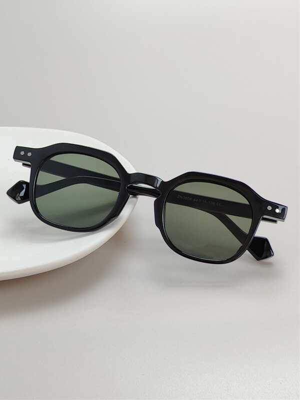 نظارات شمسية أنيقة للرجال 1 قطعة، مع تزيينات هندسية بالبلاستيك، إكسسوارات نظارات شمسية كاجوال، مثالية للأسلوب الشارعي والملابس الرياضية مثل البلوفر والسترة والبنطال الجلد والبنطال البراكي، مناسبة للصيف والشاطئ والخارج والسفر