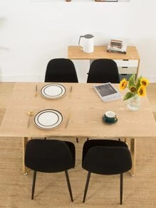 1/4/6pcs Solid Color Stretchable Premium Shell Chair Covers - Black - View 4