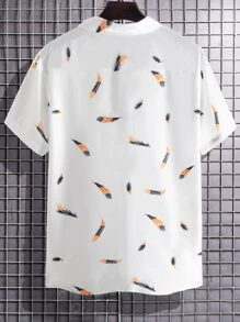 Manfinity Homme Áo sơ mi Nam Nút Túi Bộ lạc Kỳ nghỉ - trắng - Xem 2