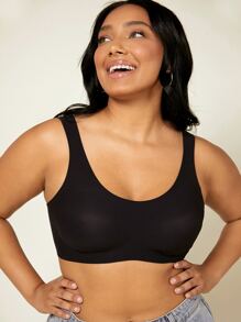 LUVLETTE Dream Curve 2ndSkin Wireless Full Coverage Seamless No Show Side Support Lounge Black Lingerie As Outerwear T-Shirt Sticky SizeFreedom Bra No Show Underwear Comfortable Must-Haves Also Suitable For Teen Girl & Young & Kid - Black - View 8