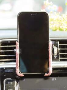Rhinestone Decor Car Air Outlet Phone Holder - Pink - View 1