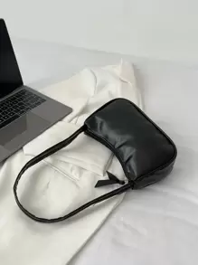 Minimalist Bag Vintage Underarm Purses Women's Solid Color Handbags 1pc Solid Color Pu Material Fashionable Simple Bag