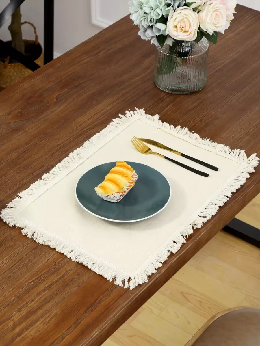 Fringe Trim Place Mat - Màu be - Xem 1