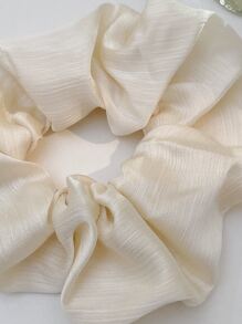 简约纯色发圈 马尾辫固定器 弹性发绳 - 米色 - 查看 3