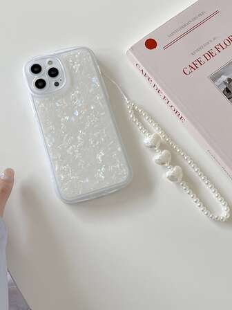 Shell Glitter Texture Telefonfodral med imitation Pearl Lanyard