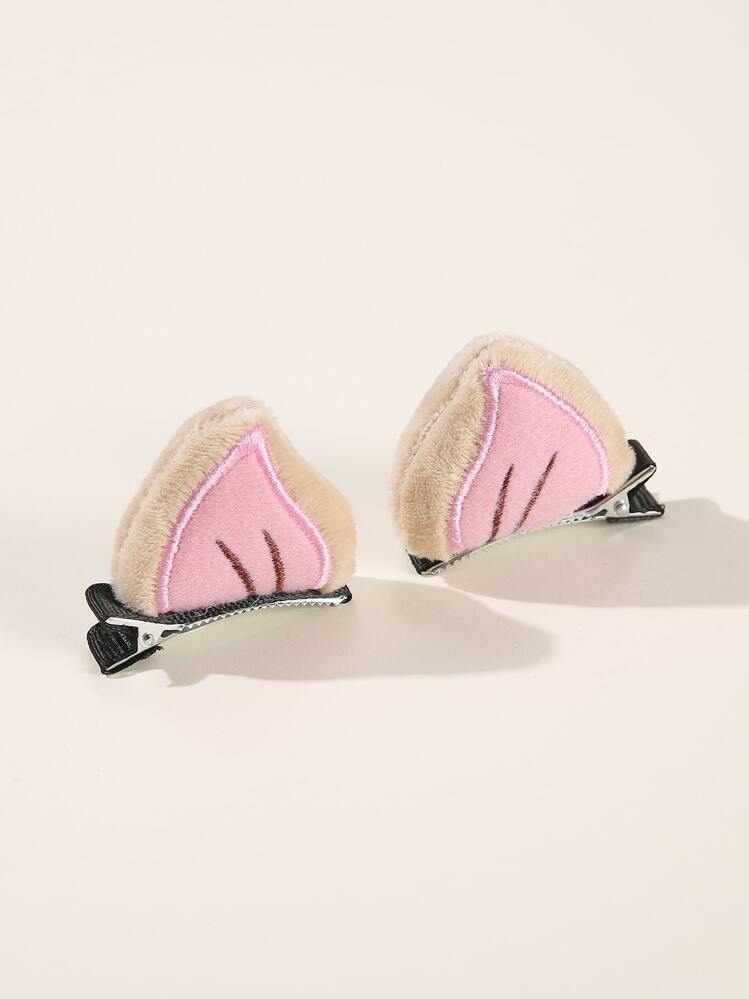 2pcs Cat Ear Decor Hair Clip - Multicolor - View 1