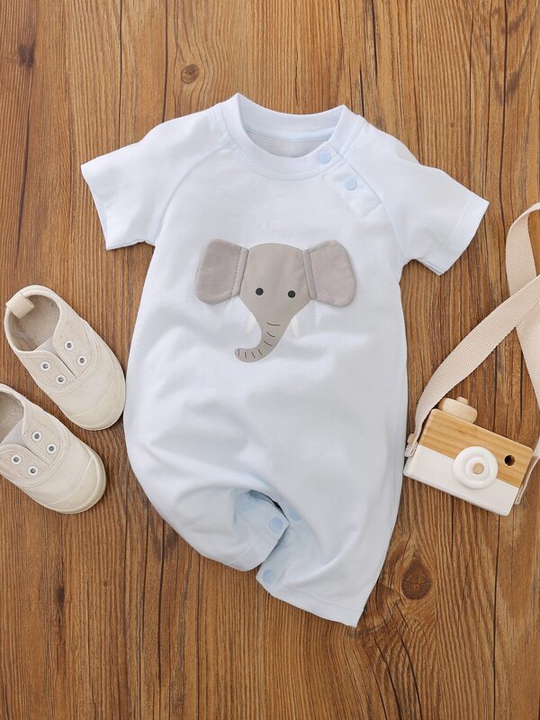 Yierying Romperă unisex cu imprimeu elefant pentru bebeluși