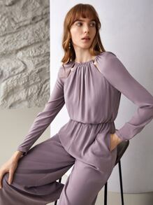 MOTF PREMIUM CUT-OUT CULOTTES JUMPSUIT - Dusty Purple - View 5