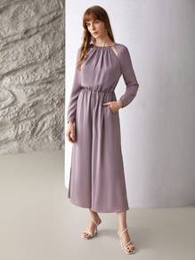 MOTF PREMIUM CUT-OUT CULOTTES JUMPSUIT - Dusty Purple - View 10