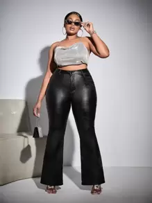 SHEIN SXY 高腰喇叭褲 - 黑色 - 查看 5