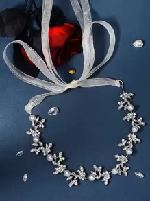 Faux Pearl Decor Hair Band - Silver - View 2