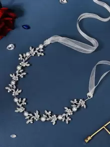 Faux Pearl Decor Hair Band - Silver - View 3