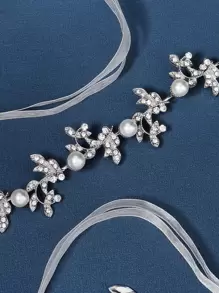 Faux Pearl Decor Hair Band - Silver - View 5