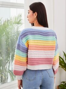 SHEIN Unity V-Neck Colorblock Button Up Cardigan Fall Winter Cloth For Women - Multicolor - View 2