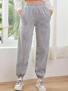 INAWLY 素色彈性腰帶斜口袋衛褲